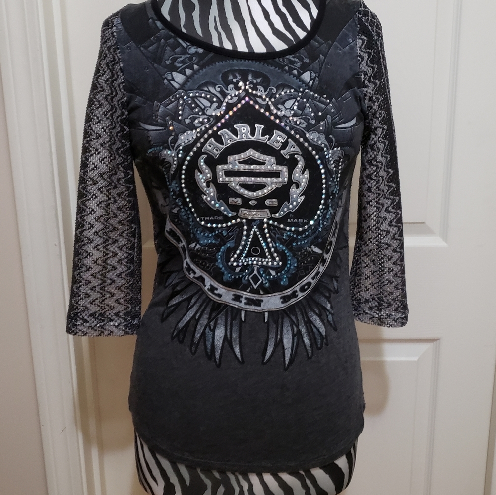 Harley Davidson 3/4 sleeve shirt